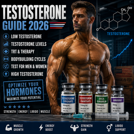 Testosterone Guide 2026: Low Testosterone, TRT, Bodybuilding Cycles & Hormone Optimization